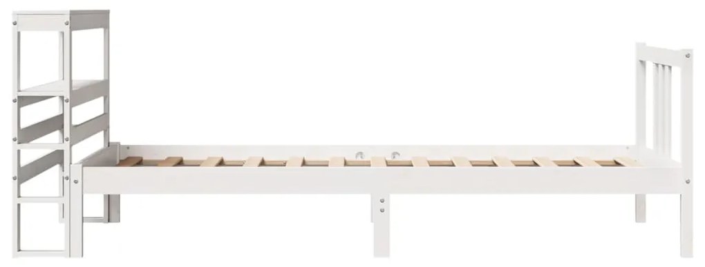 Estrutura de cama com cabeceira 90x200 cm pinho maciço branco