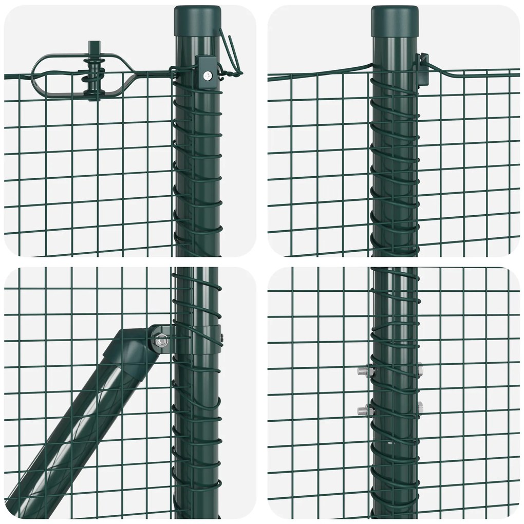 Cerca de Fio Soldado com 13 Postes de Espeto Verde 1.4x50 m Aço