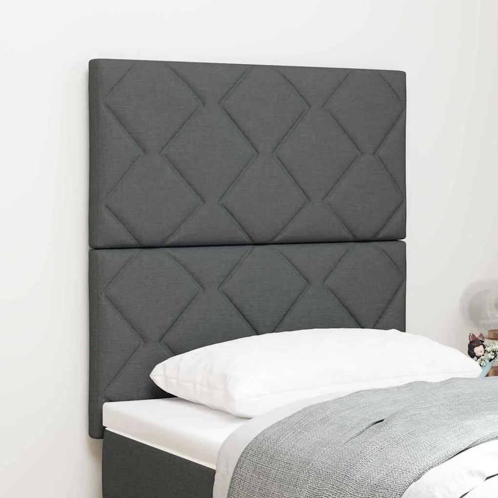 Cabeceira LED vidaXL Design Blocos de Diamante Cinza Escuro 80 cm Tecido