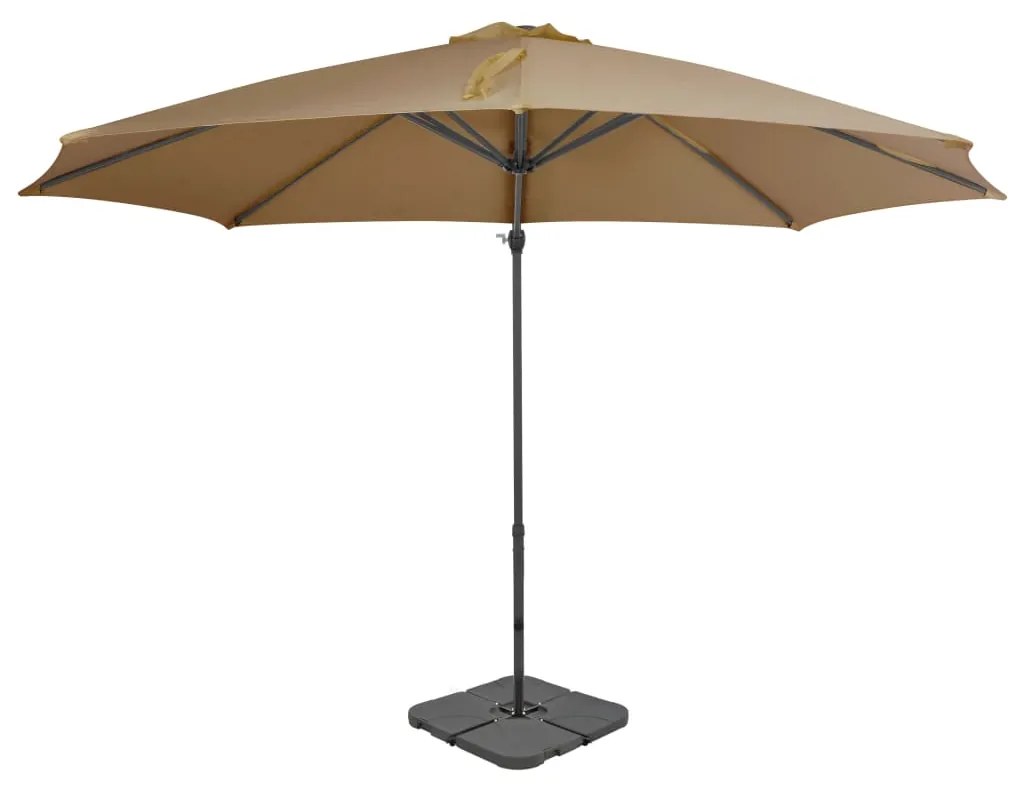 vidaXL Guarda-sol de jardim com base portátil cinzento-acastanhado