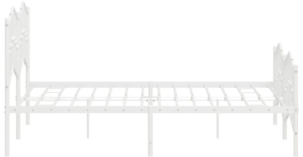 Estrutura de cama com cabeceira e pés 140x190 cm metal branco