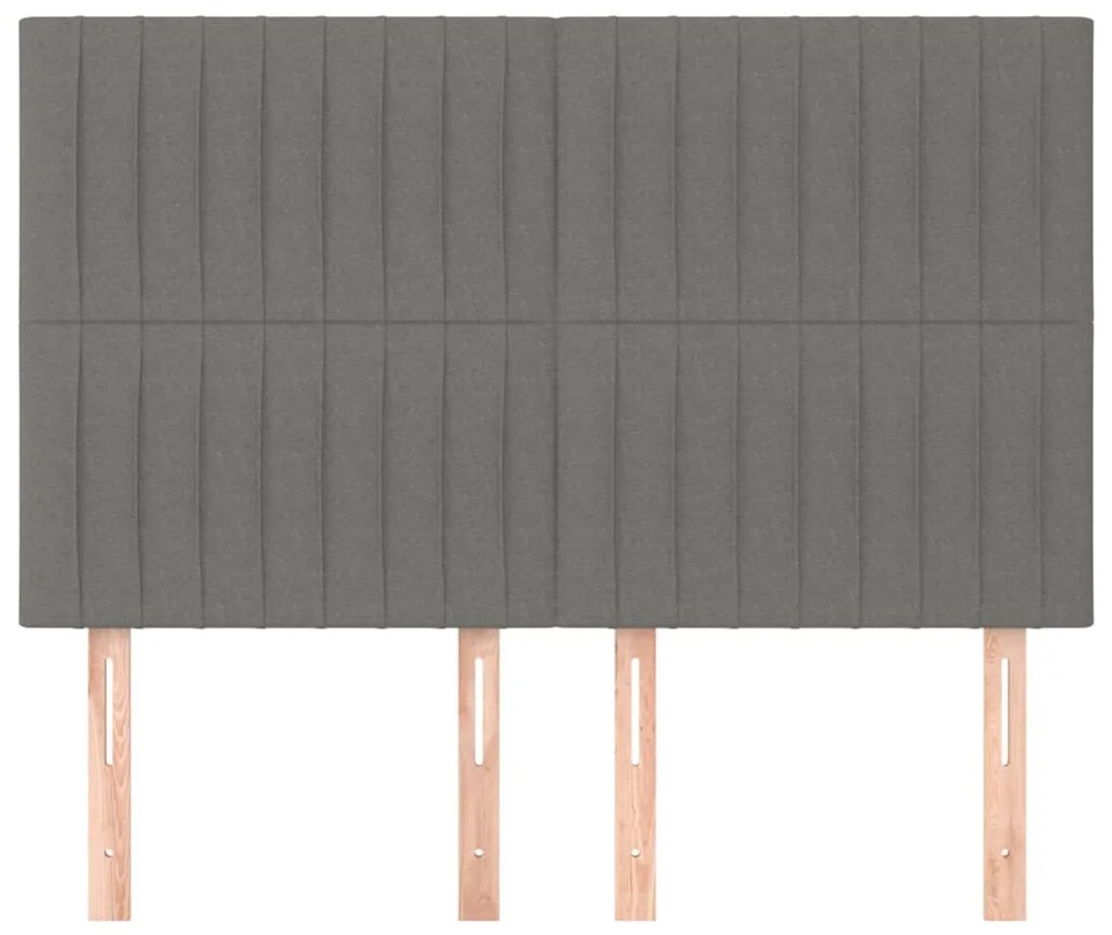Cabeceira de cama 4 pcs tecido 72x5x78/88 cm cinzento-escuro