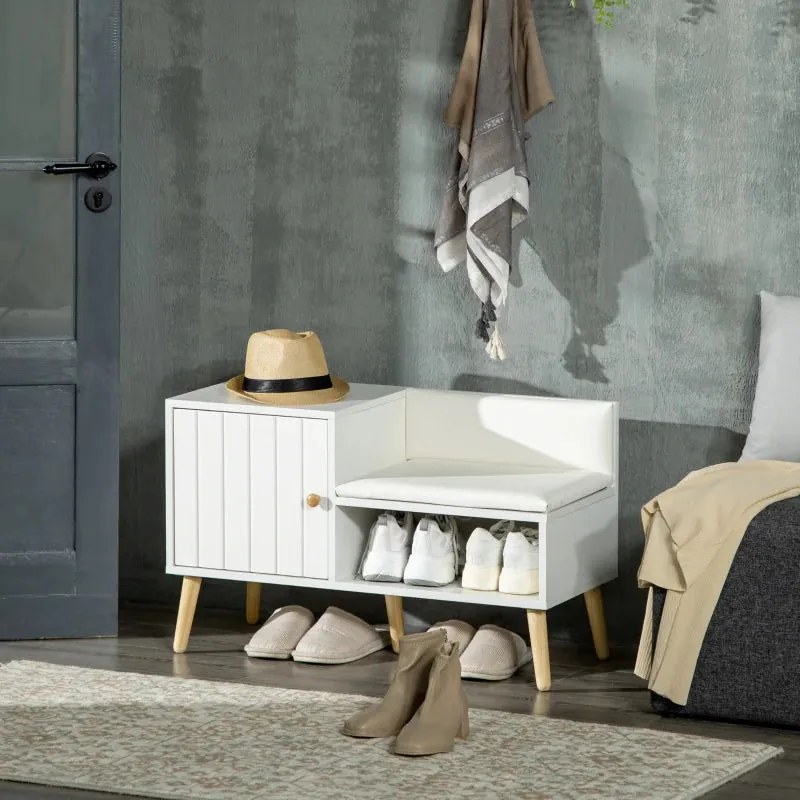 Banco Acolchoado Dora com Sapateira - Design Nórdico