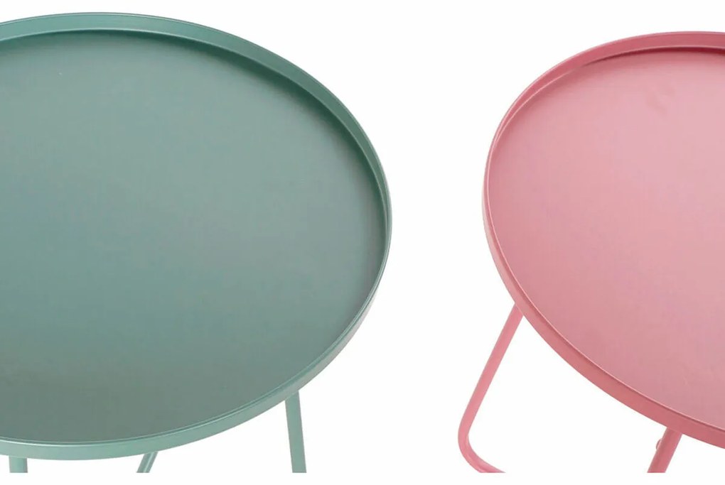 Mesa de apoio DKD Home Decor Cor de Rosa Metal Verde (45 x 45 x 51 cm) (2 Unidades)