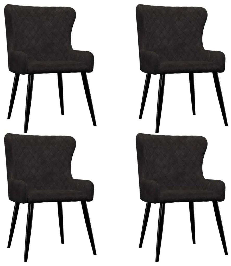 vidaXL Cadeiras de jantar 4 pcs veludo preto