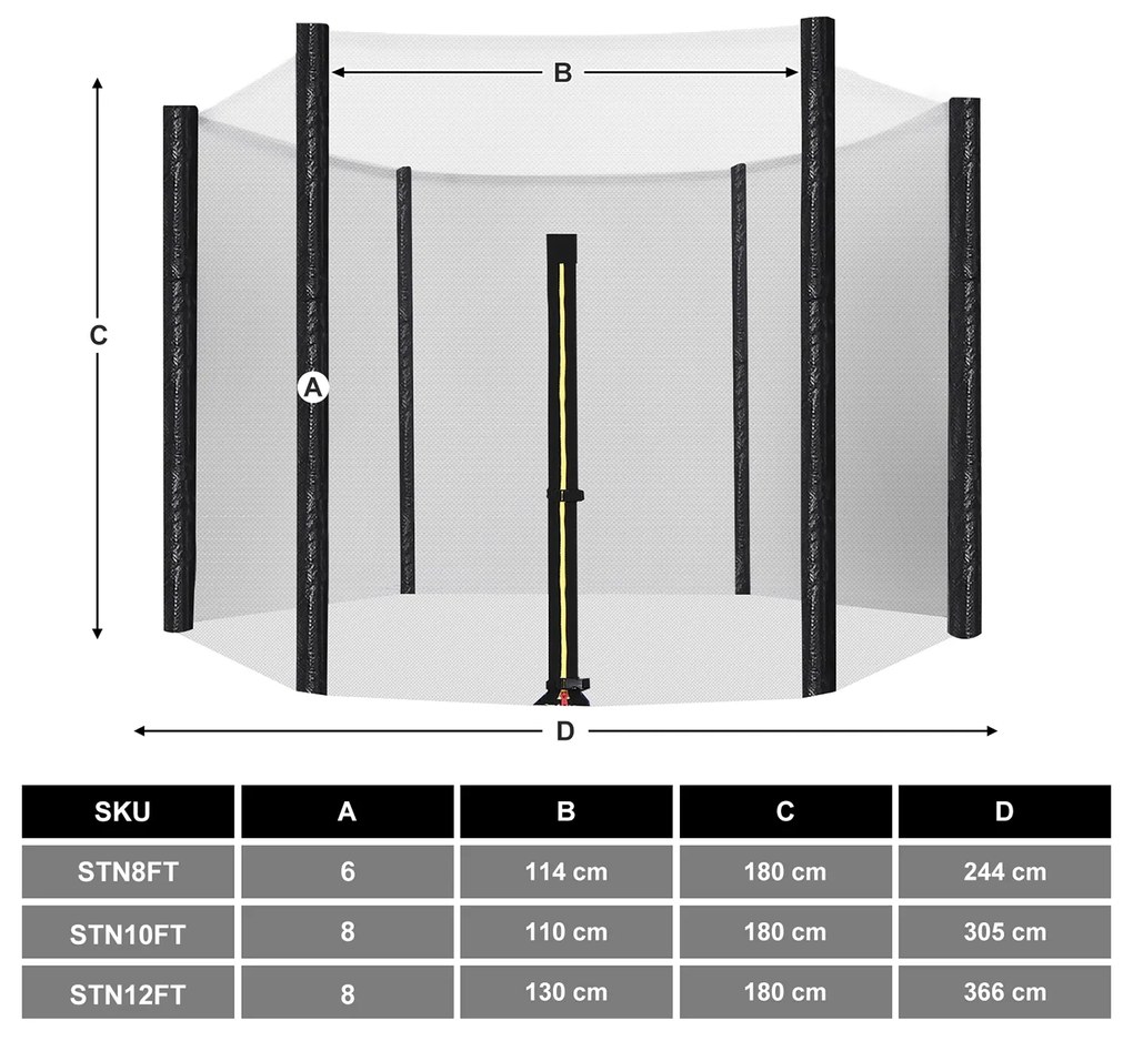 Rede de segurança para trampolim de Ø 244 cm Preto