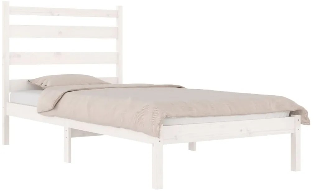 Estrutura de cama 100x200 cm pinho maciço branco