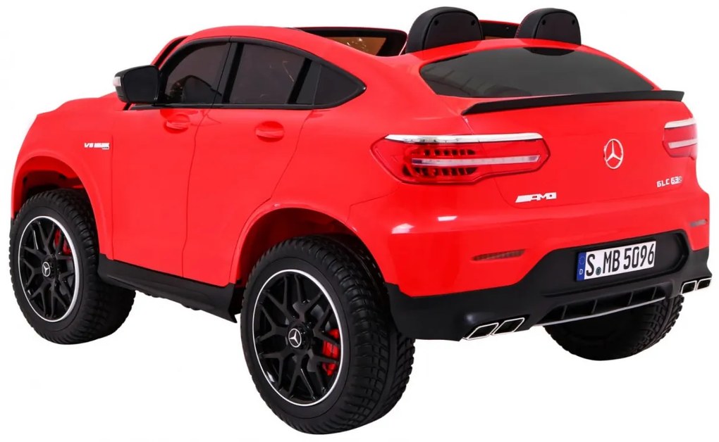 Carro elétrico para Crianças 24V 4x4 2 Lugares Mercedes GLC 63S Rodas de EVA, Assento de couro Vermelho