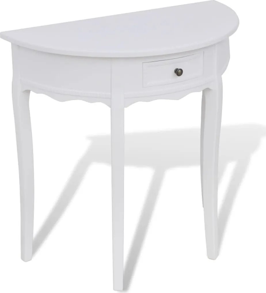 Mesa consola meia-lua com gaveta branco