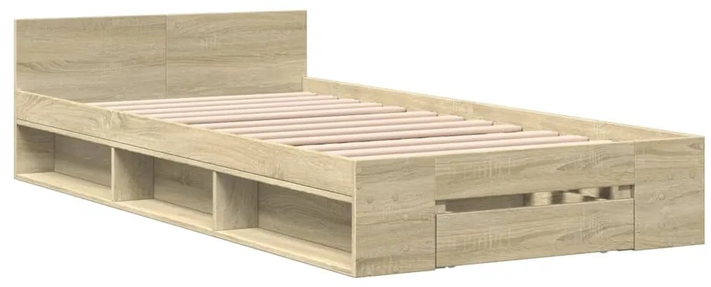 Estrutura de cama c/ gaveta derivados madeira carvalho sonoma