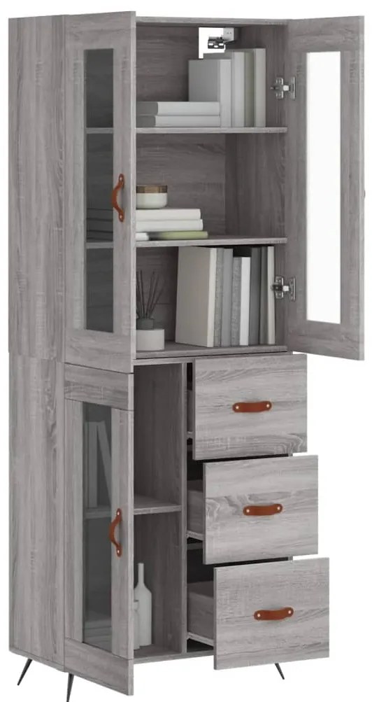 Armário alto 69,5x34x180 cm derivados de madeira sonoma cinza