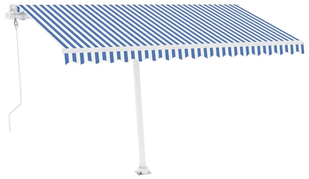 Toldo automático LED e sensor de vento 400x350 cm azul e branco