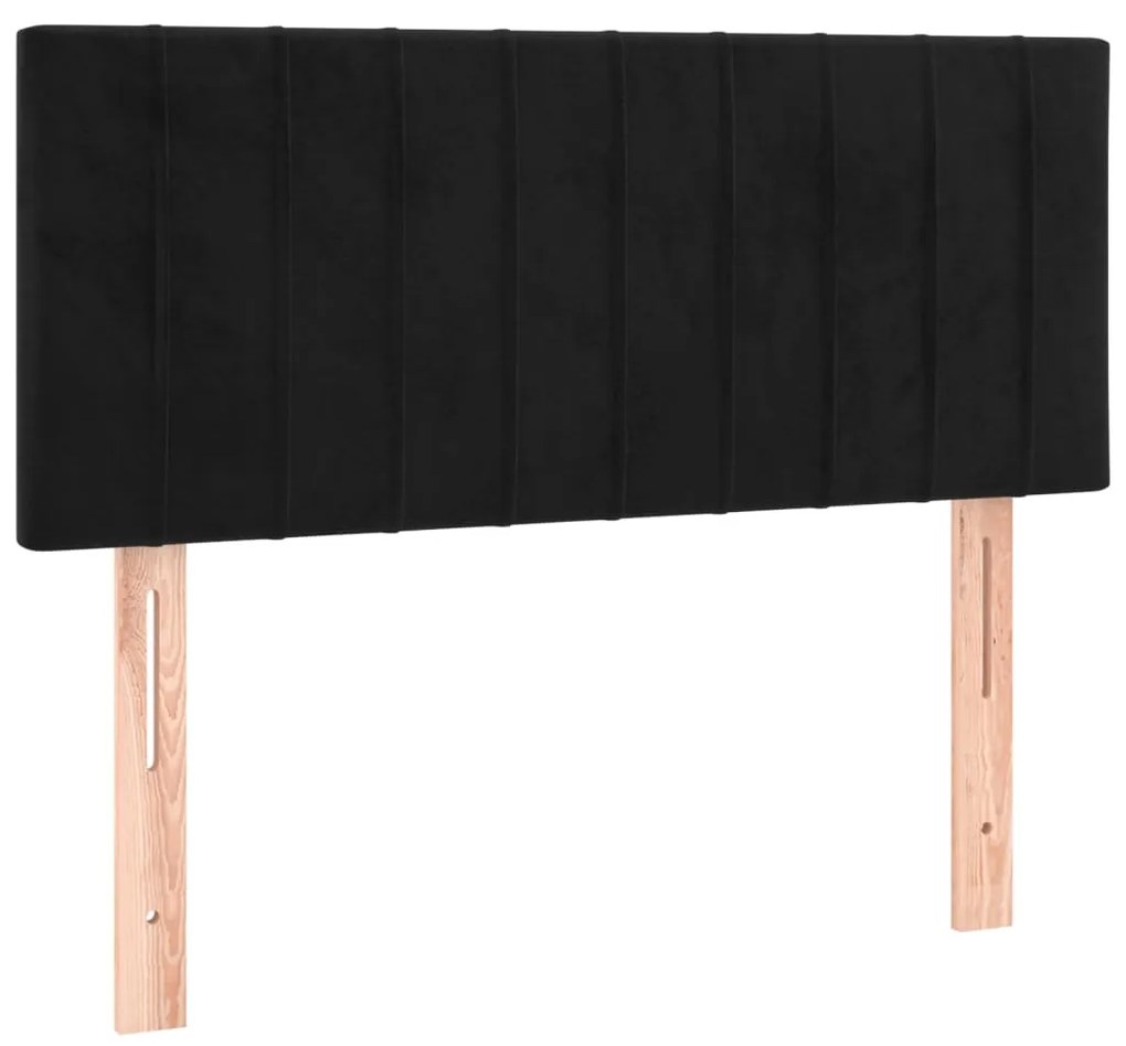 Cama box spring c/ colchão/LED 90x190 cm veludo preto