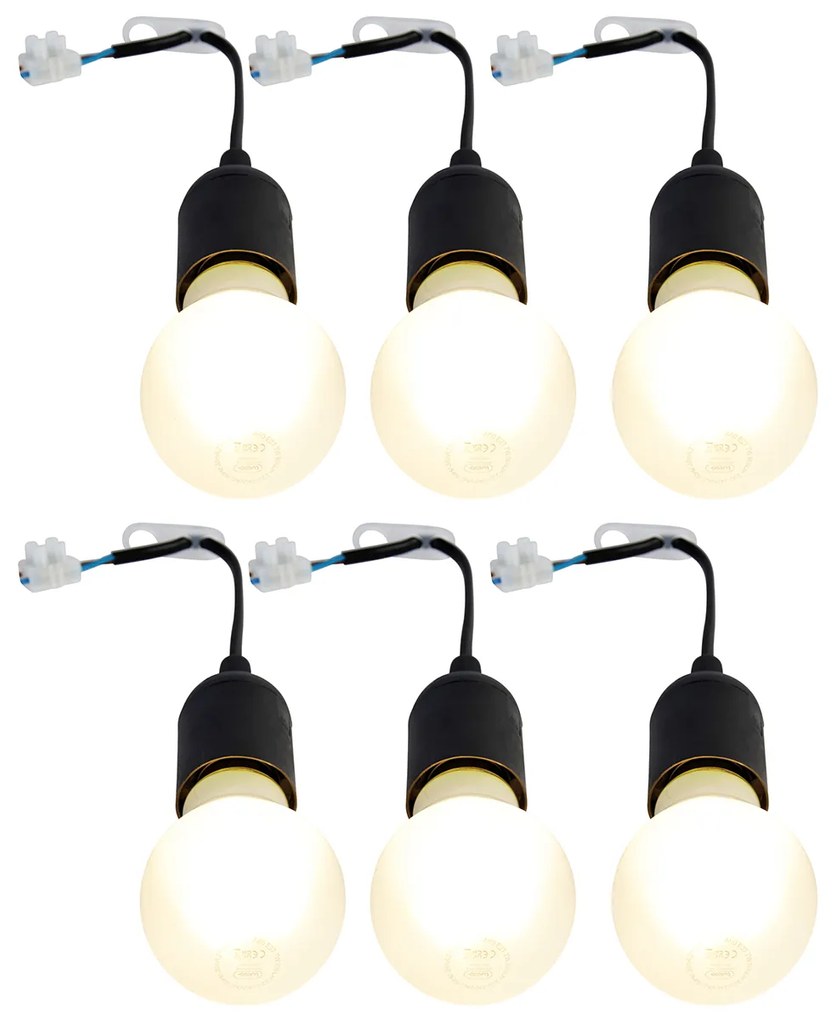 LED Conjunto móvel de 6 suportes de lâmpada pretos incl. lâmpadas A60 - Move