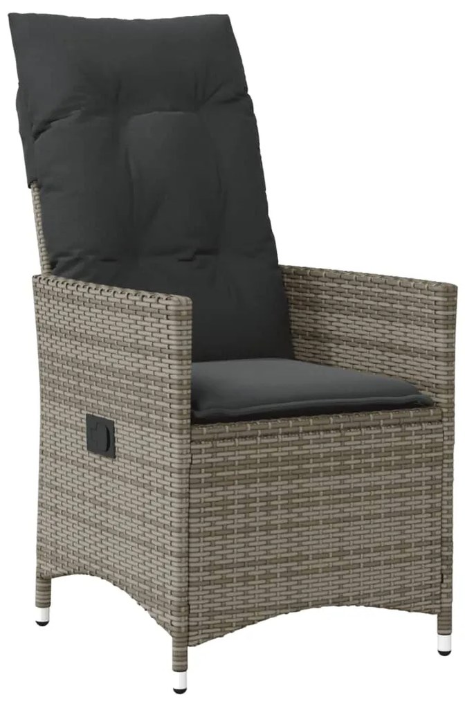 9 pcs conjunto de jantar p/ jardim c/ almofadões vime PE cinza