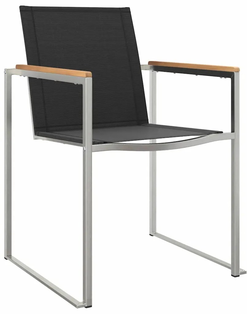 Conjunto de Jantar de Jardim com 5 Peças de Madeira de Teca e Aço Inox