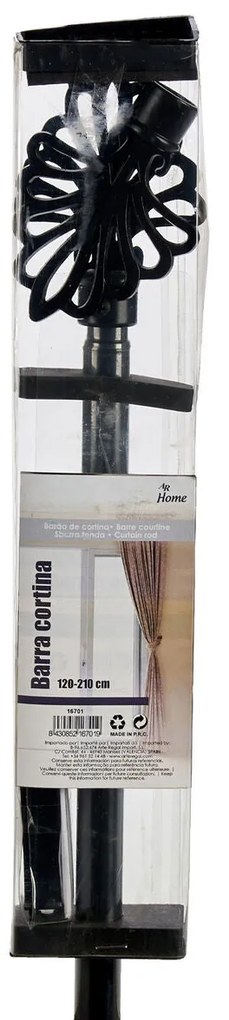 Varão para Cortinas Extensível Preto Ferro 5 x 122 x 5 cm (8 Unidades)