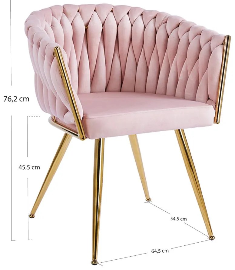 Cadeira Widny Golden Veludo - Rosa