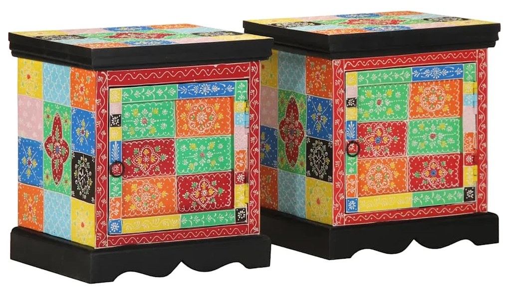 Mesa de cabeceira 2 pcs multicor madeira de mangueira maciça
