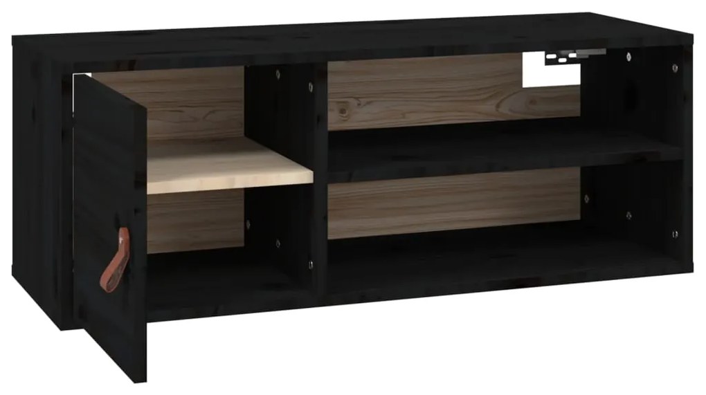Armários de parede 2 pcs 80x30x30 cm pinho maciço preto