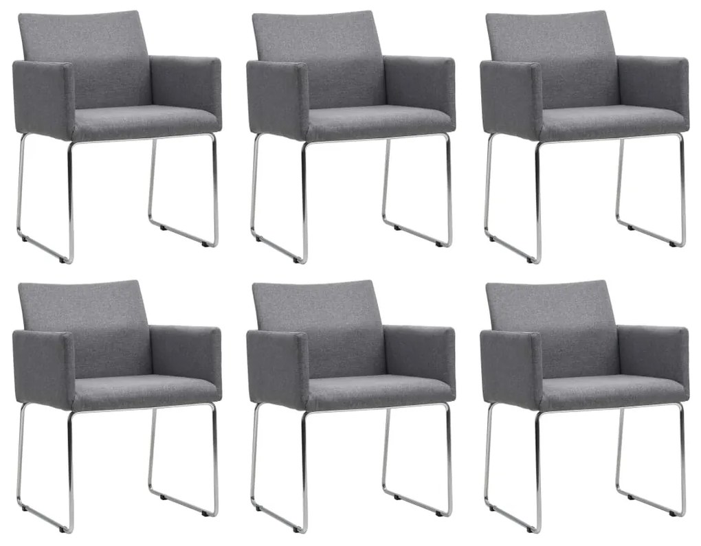 vidaXL Cadeiras de jantar 6 pcs tecido cinzento-claro