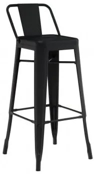 Banco Alto Lix 75 Cm Com Encosto Em Aço Fosco Preto - Sklum