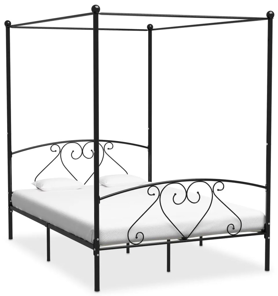 vidaXL Estrutura de cama dossel 160x200 cm metal preto