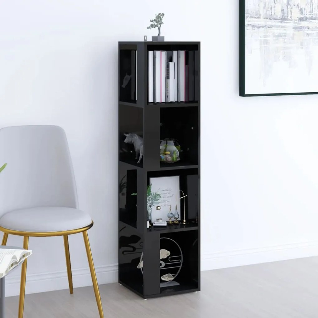 809042 vidaXL Armário de canto 33x33x132 cm contraplacado preto brilhante
