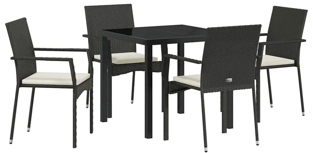 Conjunto de Jantar de Jardim 5 pcs Preto 80 x 80 x 73 cm