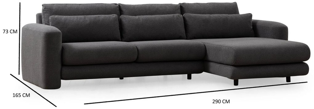 Sofá de Canto Lily – Cinzento – 290 x 165 cm
