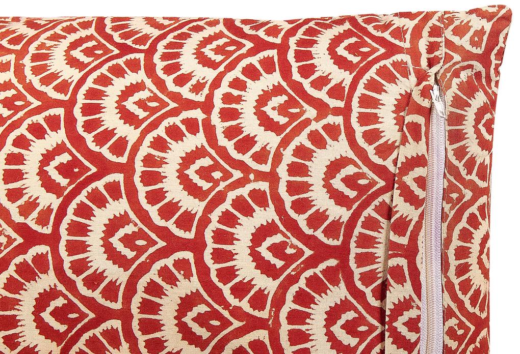 Almofada decorativa vermelha e branca 45 x 45 cm RHUS Beliani