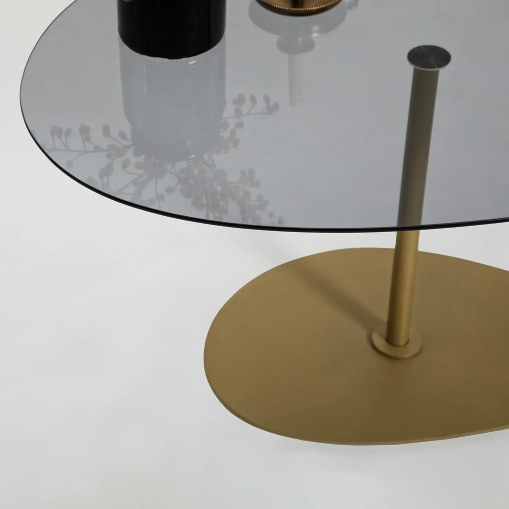 Mesa de Centro Porto – Cinzento Escuro e Dourado – 90 x 40 x 60 cm