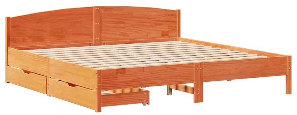 Cama sem colchão 200x200 cm pinho maciço castanho-mel