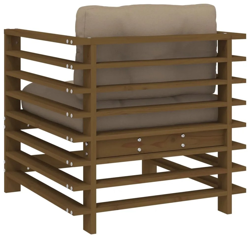 Cadeiras de jardim c/ almofadões 2pcs pinho maciço castanho-mel