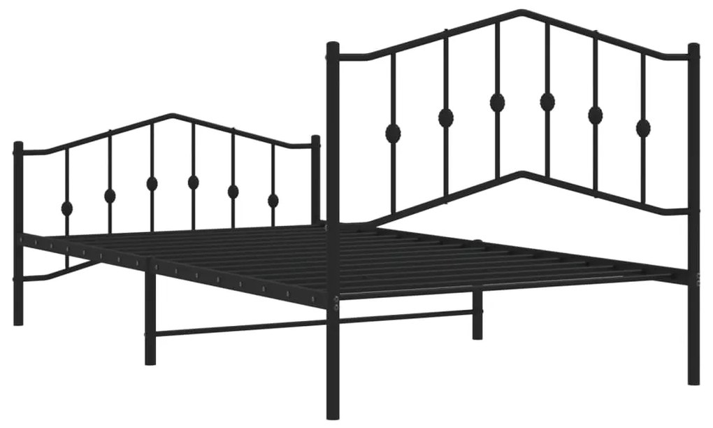 Estrutura de cama com cabeceira e pés 107x203 cm metal preto