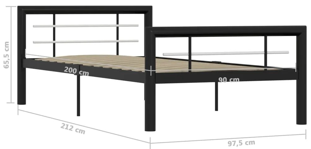 Estrutura de cama 100x200 cm metal preto e branco