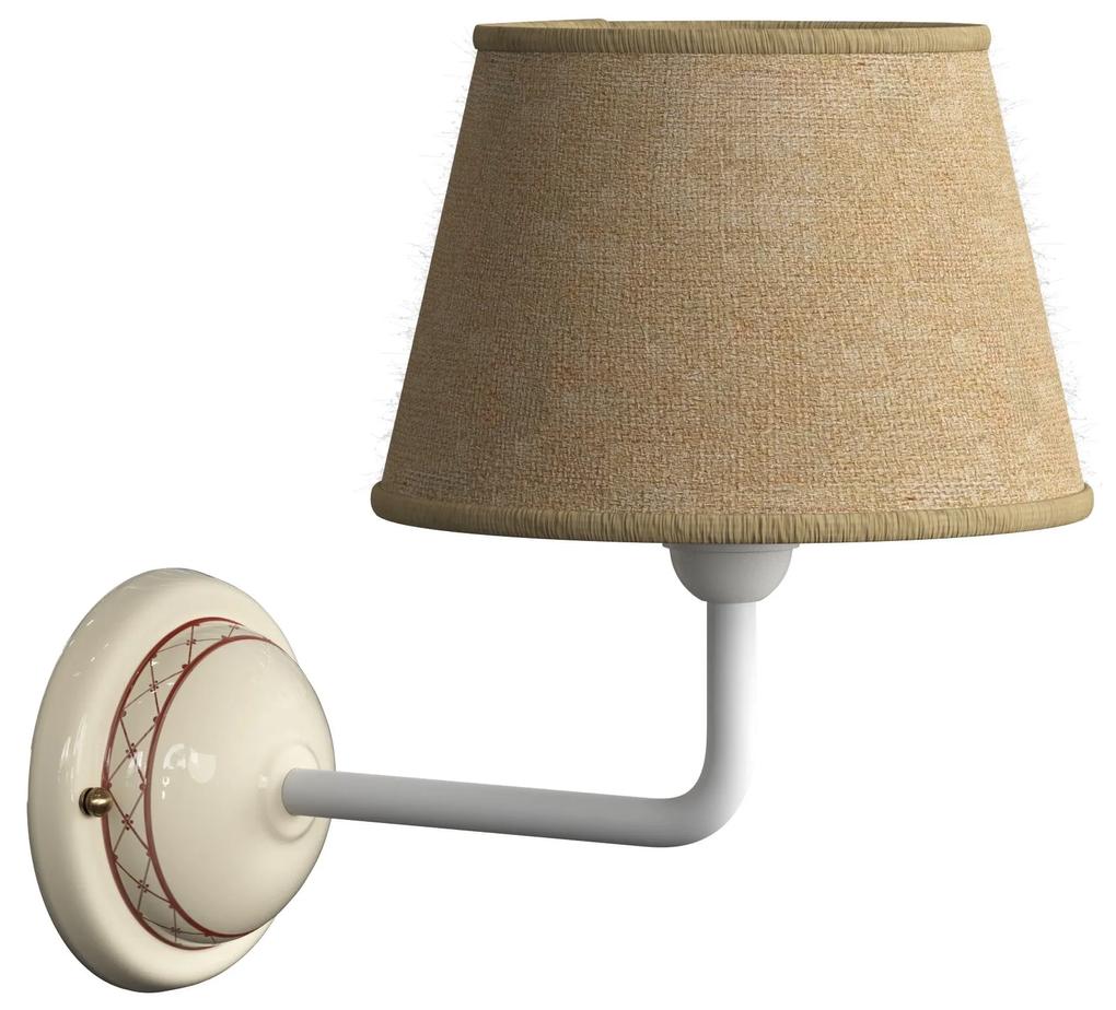 Fermaluce Cottage, ceramics wall light with lampshade and bent extension - Brown - natural jute Não