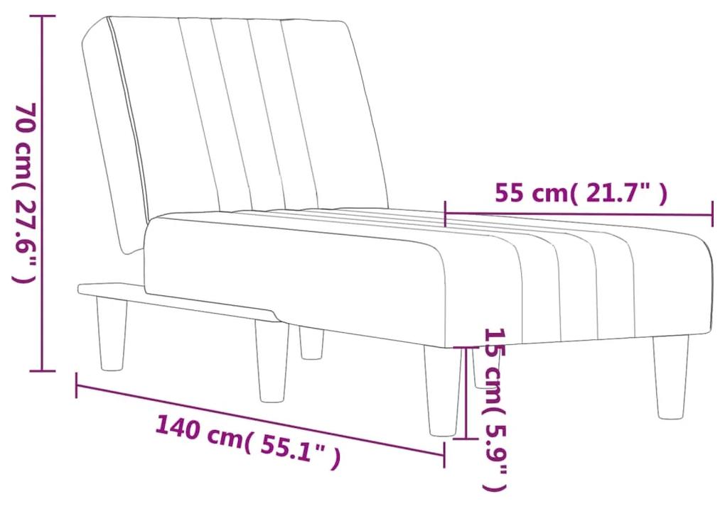 Chaise longue tecido cinzento-claro