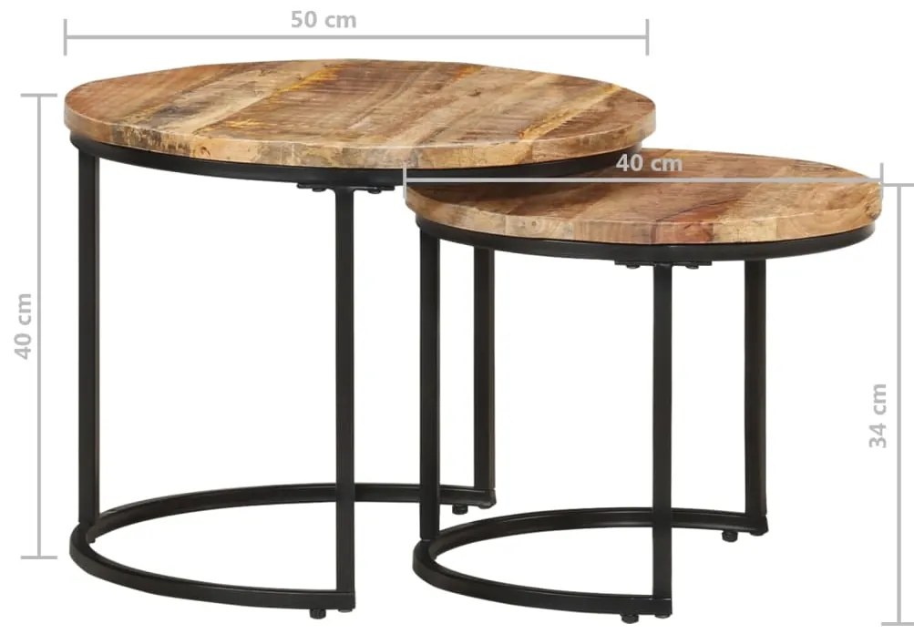 Mesas de encastrar 2 pcs madeira de mangueira áspera