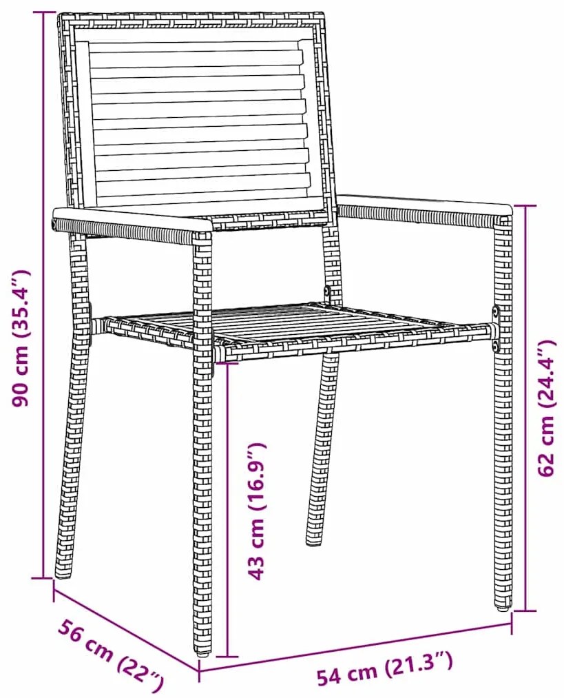 Conjunto de Jantar para Jardim Conjunto de 3 Cinza Metal e madeira