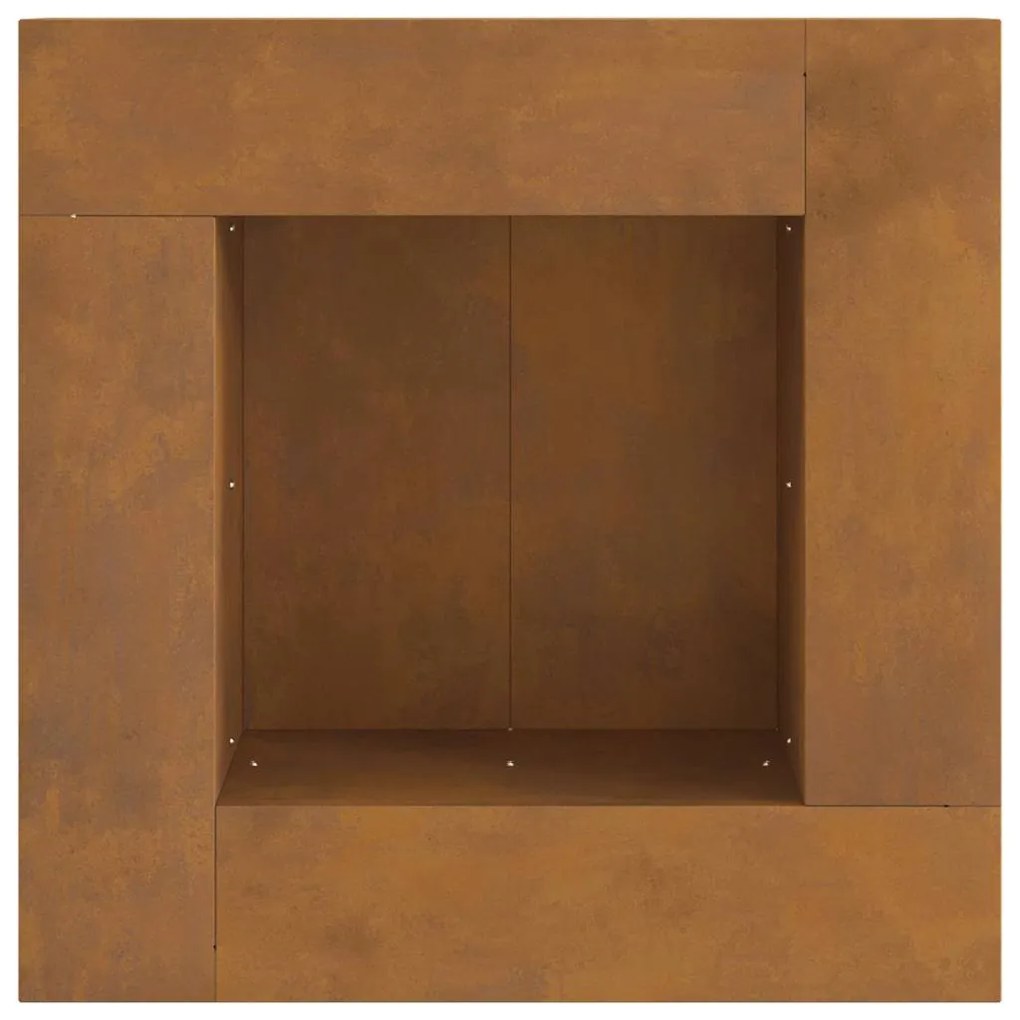 Fogueira quadrada 60x60x30 cm em metal oxidado