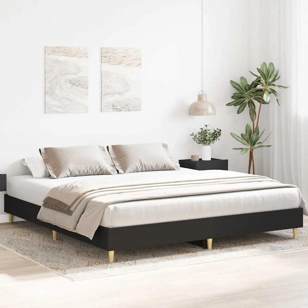Estrutura de cama sem colchão 160x200 cm preto