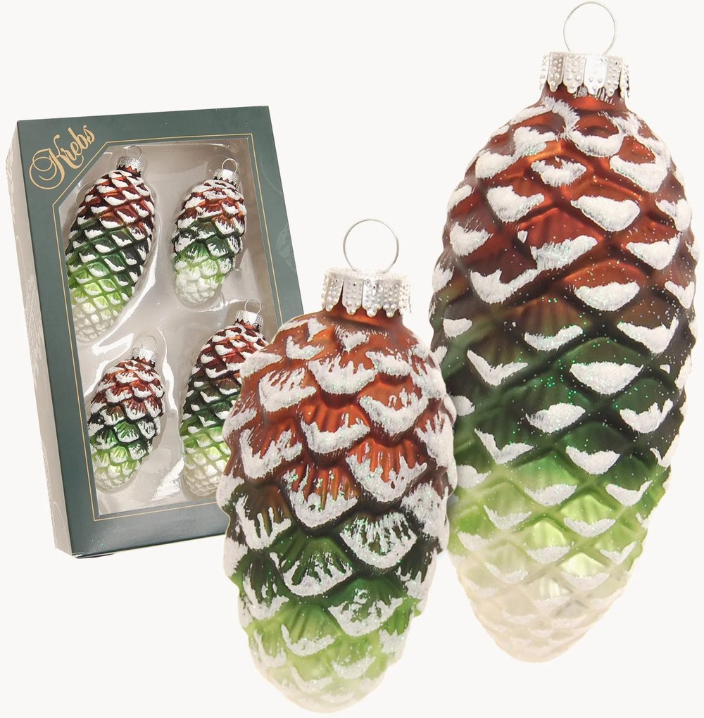 Ornamentos de Natal pintados à mão Pinecone, conjunto de 4
