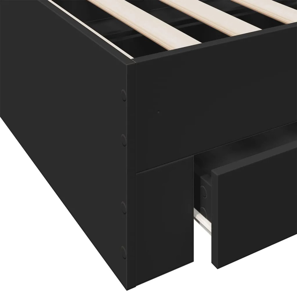 Estrutura cama c/ gavetas 120x190 cm derivados de madeira preto