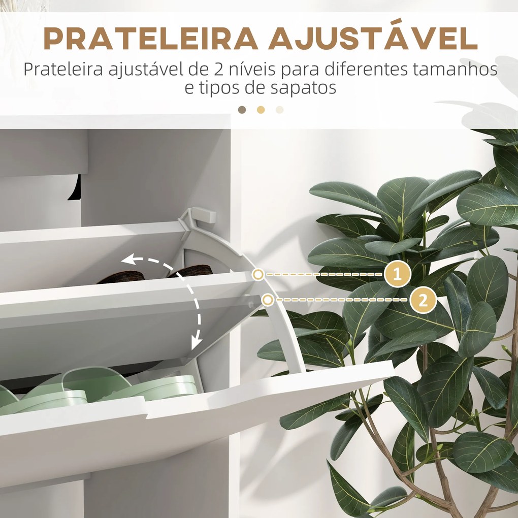 Sapateira para 16 Pares de Sapatos com 4 Gavetas e Prateleiras Ajustáveis 95x26x95 cm Branco