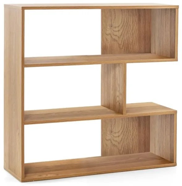 Estante convexa com proteção anti-tombamento, 3 níveis, divisória de ambientes, 29,5 x 84 x 83,5 cm, natural