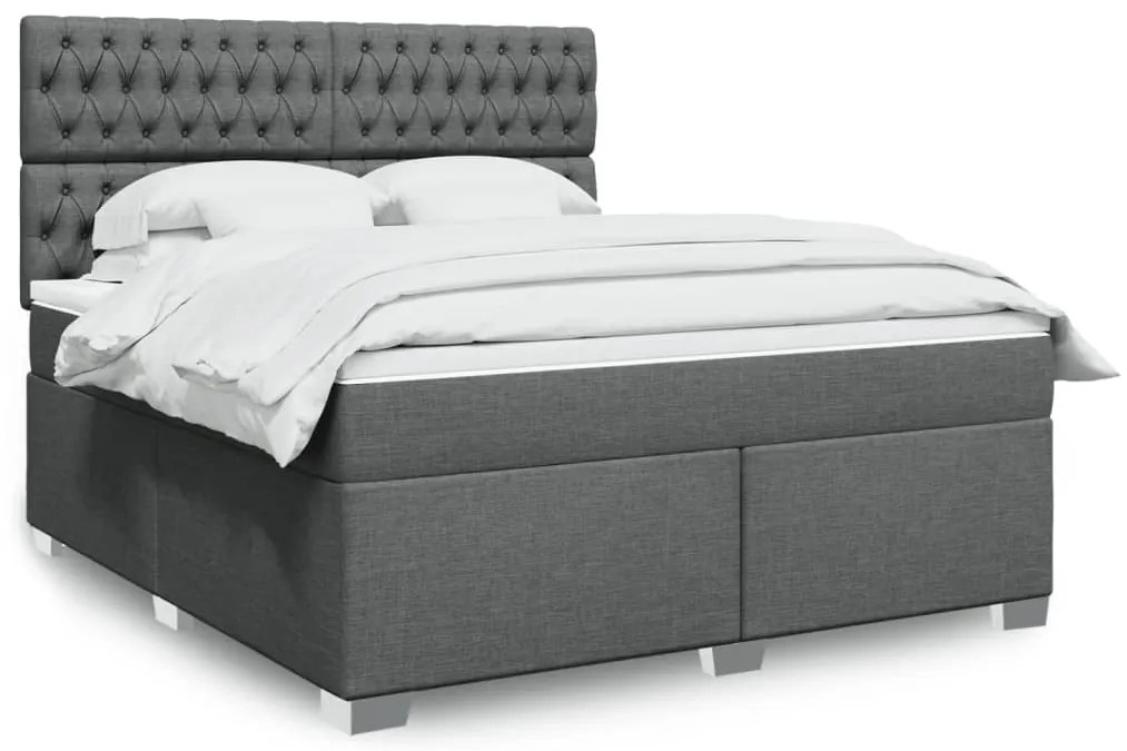 vidaXL Cama com molas/colchão 180x200 cm tecido cinzento-escuro