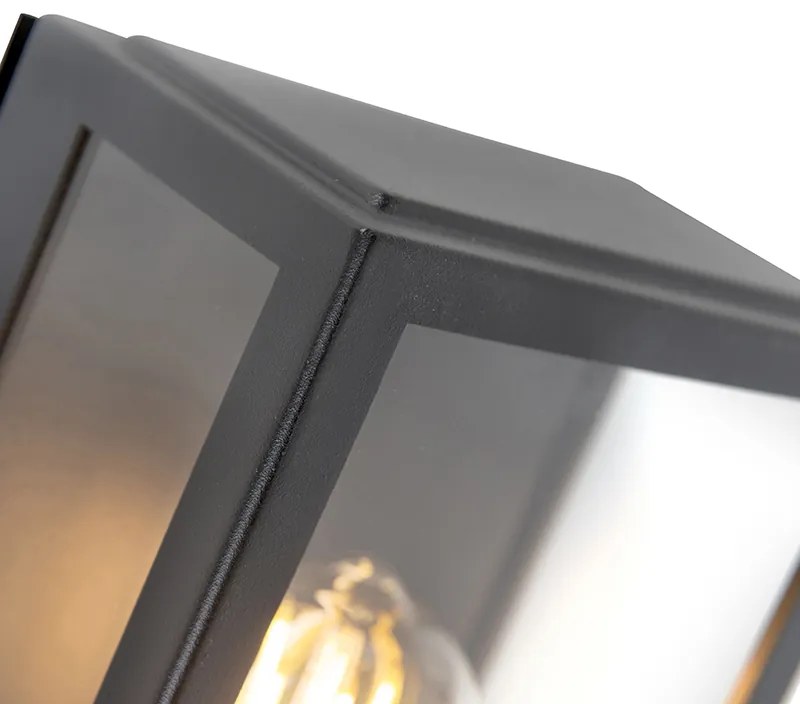 Candeeiro de parede exterior preto com sensor de movimento IP44 - Rotterdam Moderno