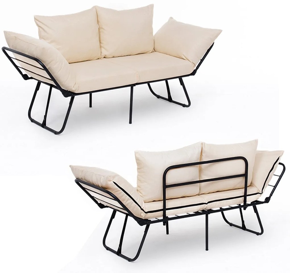 Sofá-Cama de 2 Lugares Viper – Creme Claro – 180x60 cm