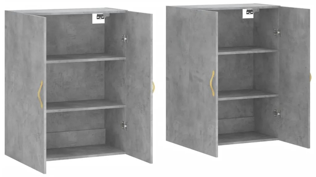 Armários de parede 2 pcs 69,5x34x90 cm cinzento cimento
